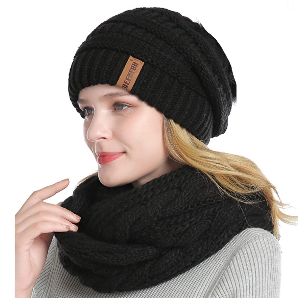 Chunky Hat Scarf Set Cable Knit Beanie Gloves Winter Accessories Womens Woven - Picture 6 of 8